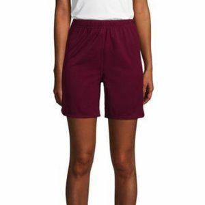 NWT LANDS' END GIRLS MESH GYM SHORTS BURGUNDY MEDIUM